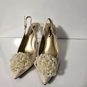 J. Renee Pandani JJ Cream Patent Heels 8